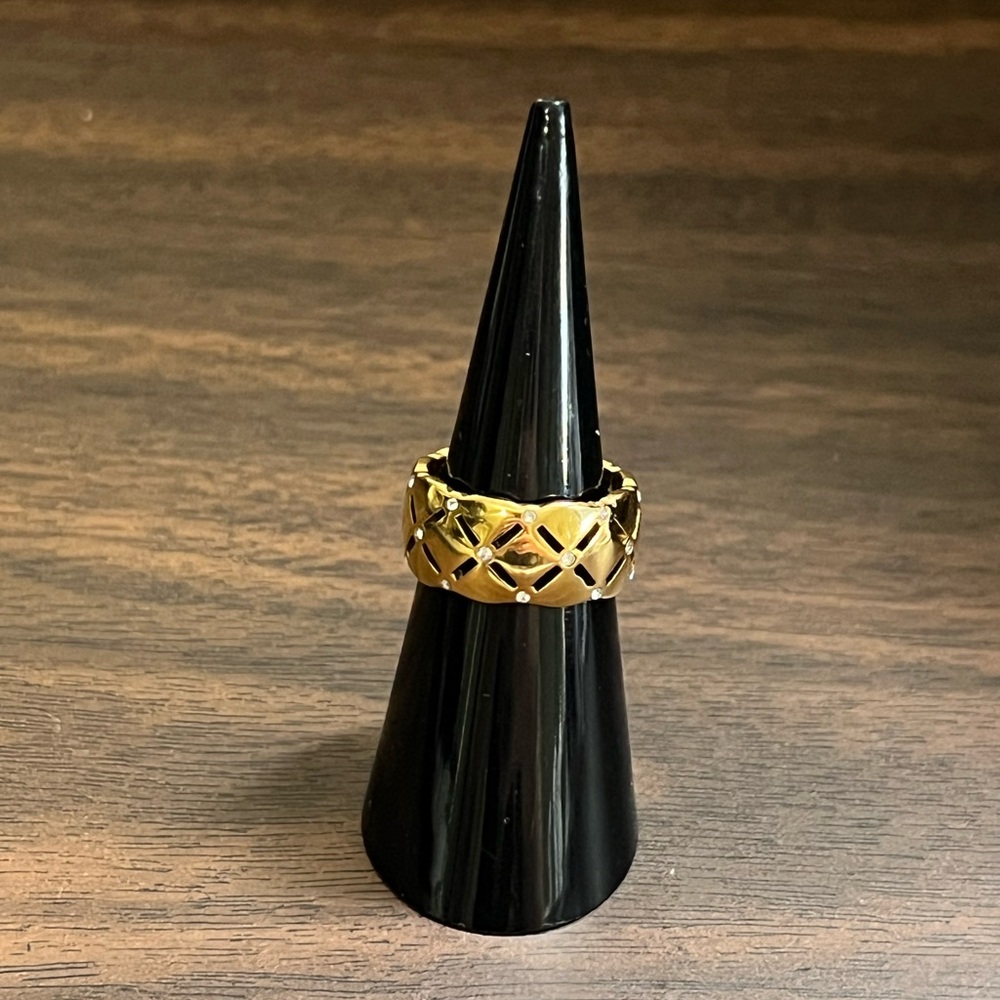 Gold plated stainless steel X band with rhinestones - Picture 3 of 3